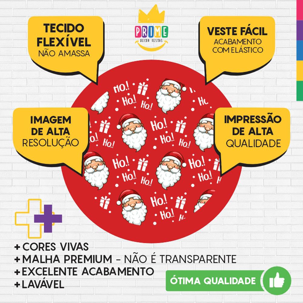 Painel Redondo 3D Feliz Natal Tecido Sublimado - Imagem 3