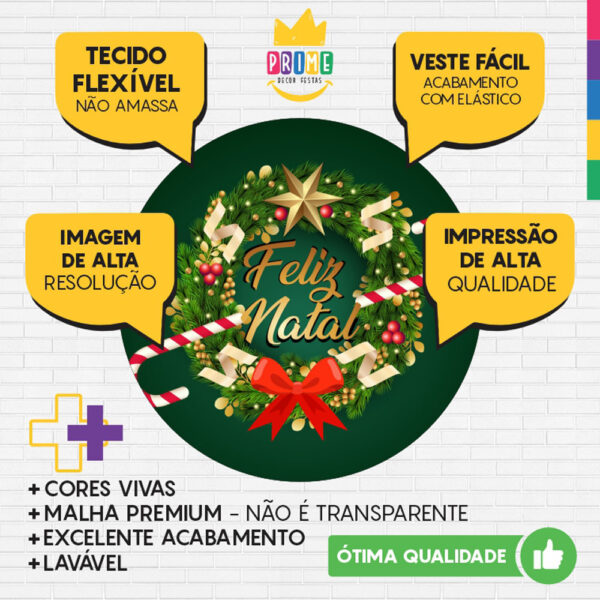 Painel Redondo 3D Feliz Natal Tecido Sublimado - Image 3