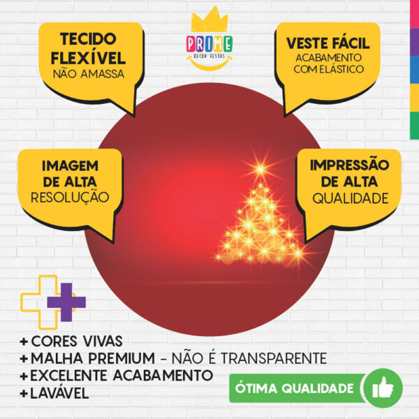 Painel Redondo 3D Feliz Natal Tecido Sublimado - Image 3