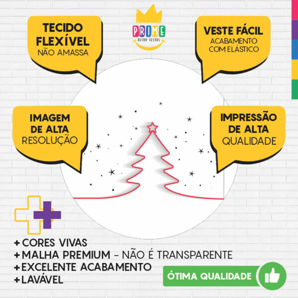 Painel Redondo 3D Feliz Natal Branco Tecido Sublimado - Image 3