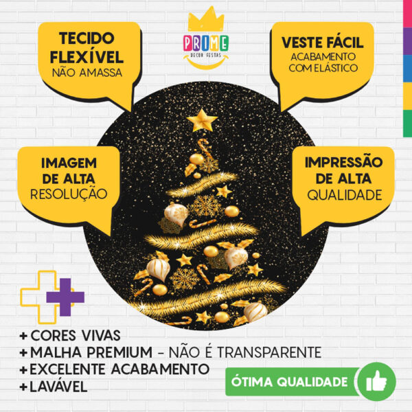 Painel Redondo 3D Feliz Natal Tecido Sublimado - Image 3