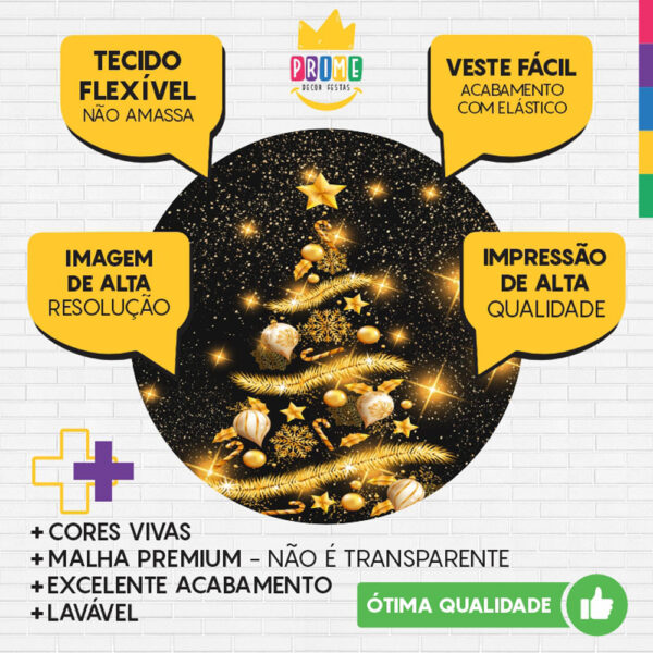 Painel Redondo 3D Feliz Natal Tecido Sublimado - Image 3