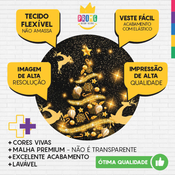 Painel Redondo 3D Feliz Natal Tecido Sublimado - Image 3