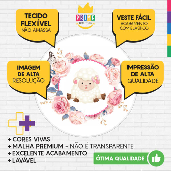 Painel Redondo 3D Ovelhinha Tecido Sublimado - Image 3