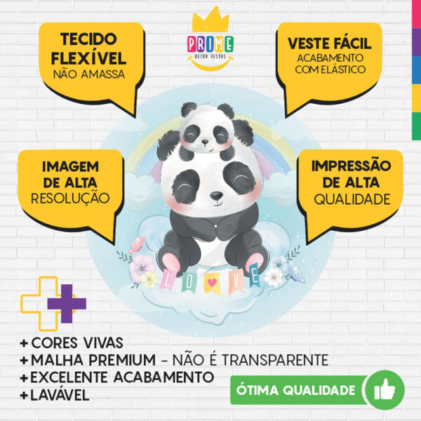 Painel Redondo 3D Panda Tecido Sublimado - Image 3