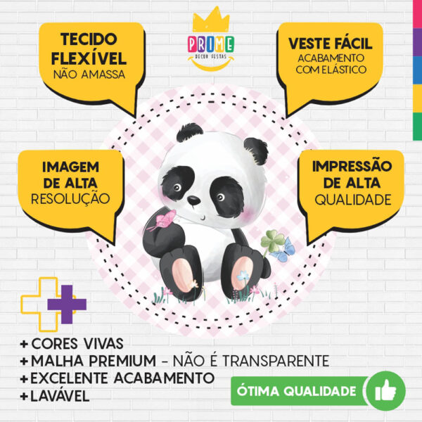 Painel Redondo 3D Panda Tecido Sublimado - Image 3