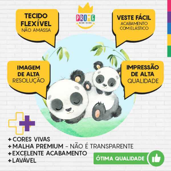 Painel Redondo 3D Panda Tecido Sublimado - Image 3