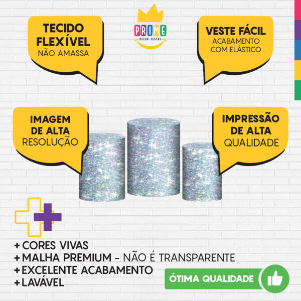 Trio Capa Cilindro Maquiagem 3d Em Tecido Com Elástico - Image 3
