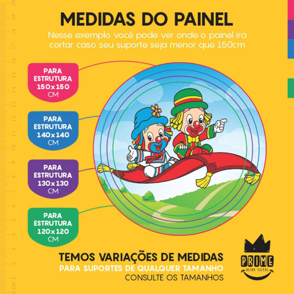 Painel Redondo 3D Patati e Patata Tecido Sublimado - Image 4