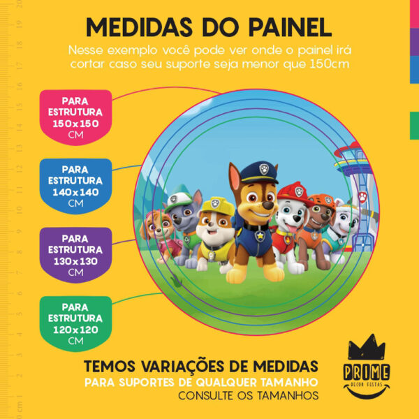Painel Redondo 3D Patrulha Canina Tecido Sublimado - Image 4
