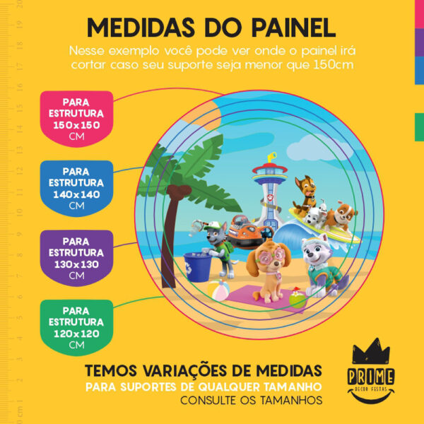 Painel Redondo 3D Patrulha Canina Tecido Sublimado - Image 4