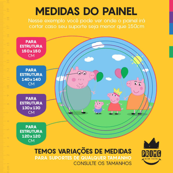 Painel Redondo 3D Peppa Pig Tecido Sublimado - Image 4