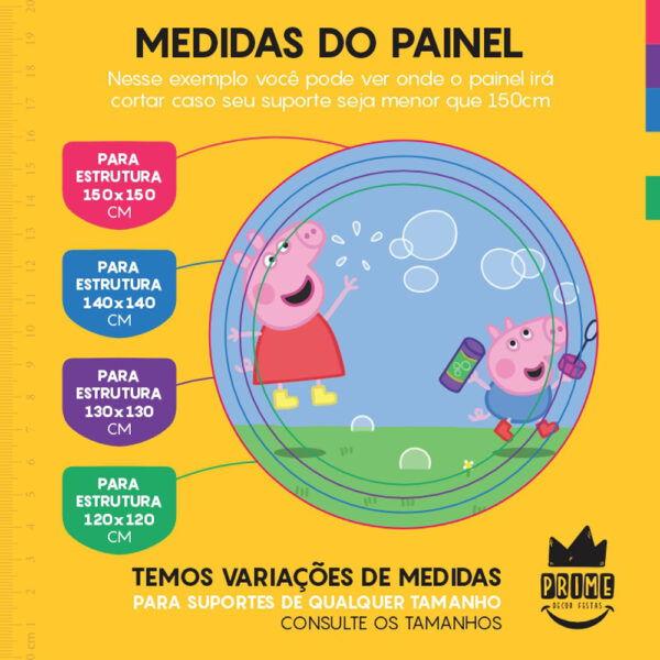Painel Redondo 3D Peppa Pig Tecido Sublimado - Image 4