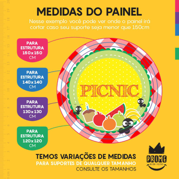 Painel Redondo 3D Picnic Tecido Sublimado - Image 4