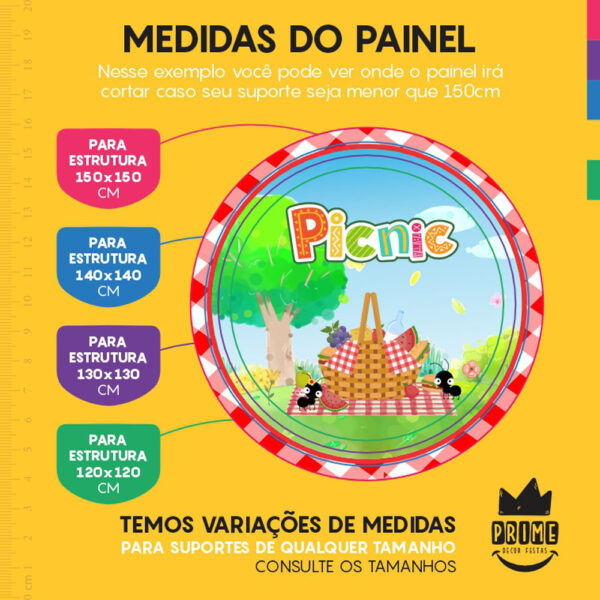 Painel Redondo 3D Picnic Tecido Sublimado - Image 4