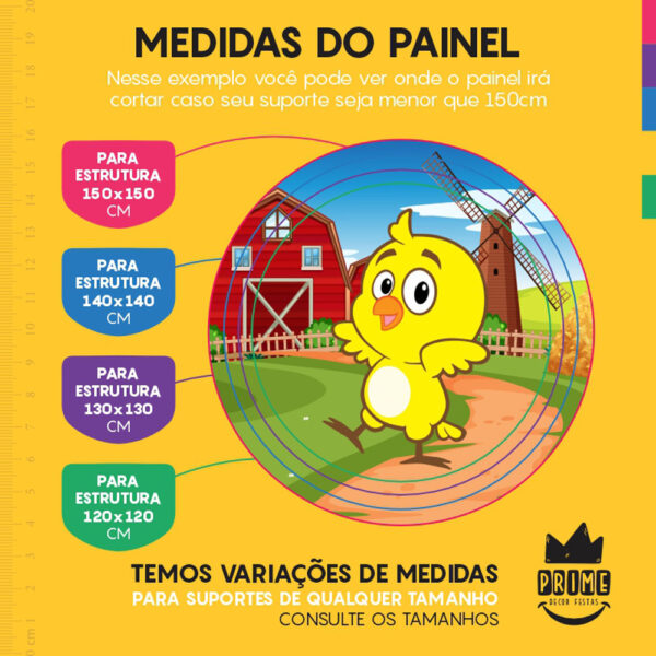 Painel Redondo 3D Pintinho Amarelinho Tecido Sublimado - Image 4