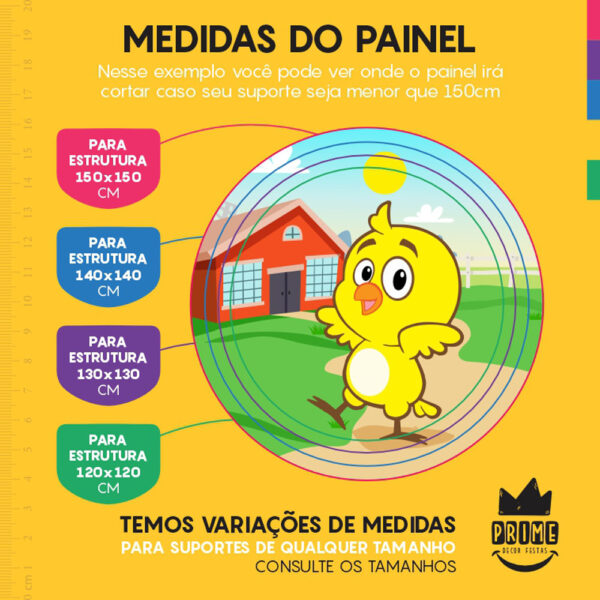 Painel Redondo 3D Pintinho Amarelinho Tecido Sublimado - Image 4