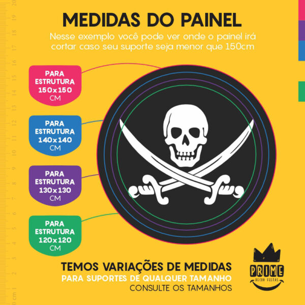 Painel Redondo 3D Pirata Tecido Sublimado - Image 4