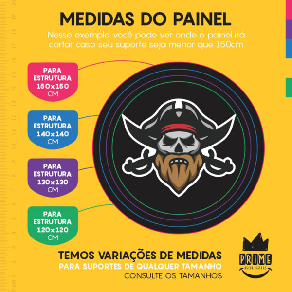 Painel Redondo 3D Pirata Tecido Sublimado - Image 4