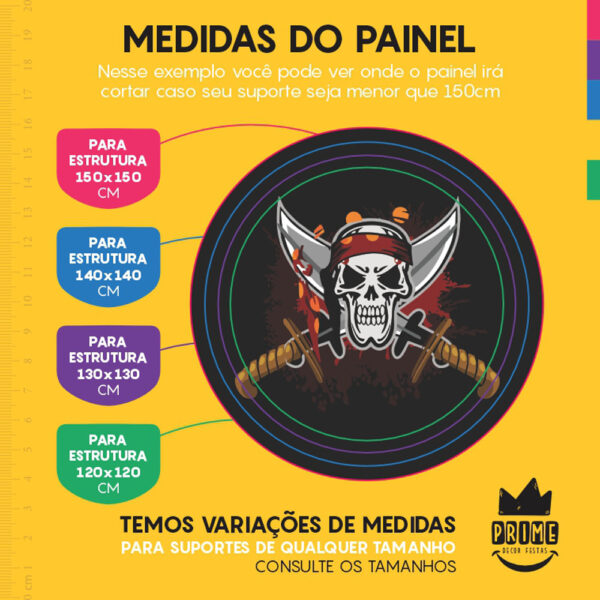 Painel Redondo 3D Pirata Tecido Sublimado - Image 4