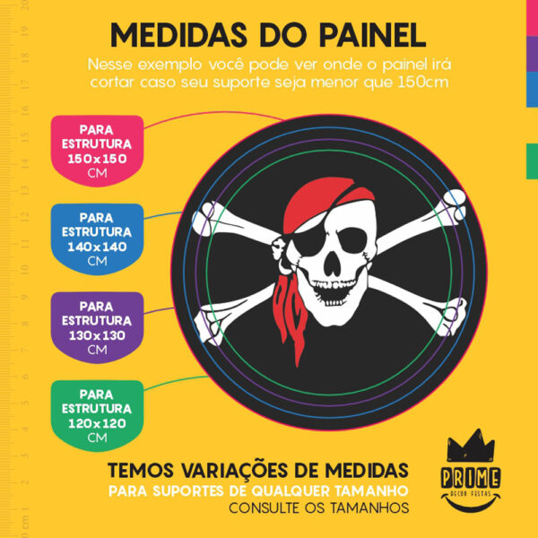 Painel Redondo 3D Pirata Tecido Sublimado - Image 4