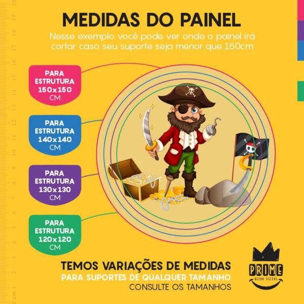 Painel Redondo 3D Pirata Baby Tecido Sublimado - Image 4