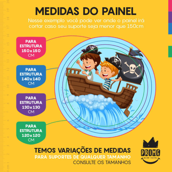 Painel Redondo 3D Pirata Baby Tecido Sublimado - Image 4