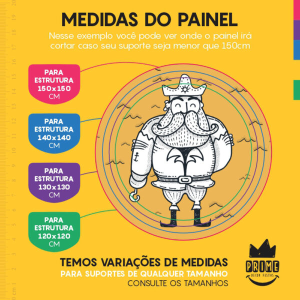 Painel Redondo 3D Pirata Baby Tecido Sublimado - Image 4