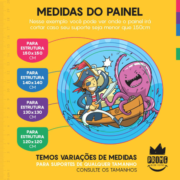Painel Redondo 3D Pirata Baby Tecido Sublimado - Image 4