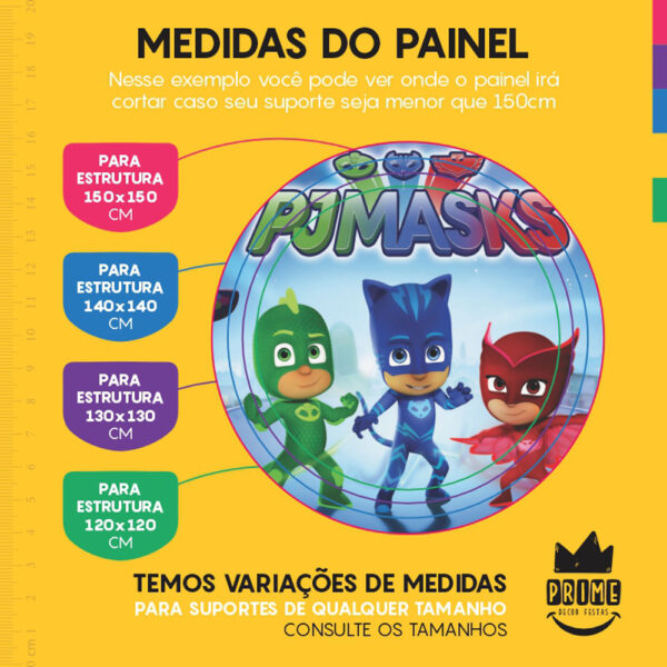 Painel Redondo 3D PJ Masks Tecido Sublimado - Image 4