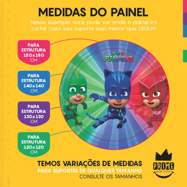 Painel Redondo 3D PJ Masks Tecido Sublimado - Image 4