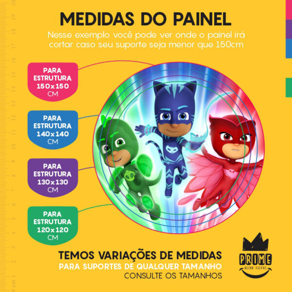 Painel Redondo 3D PJ Masks Tecido Sublimado - Image 4