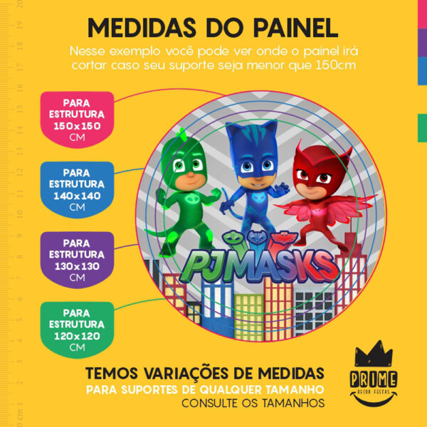 Painel Redondo 3D PJ Masks Tecido Sublimado - Image 4