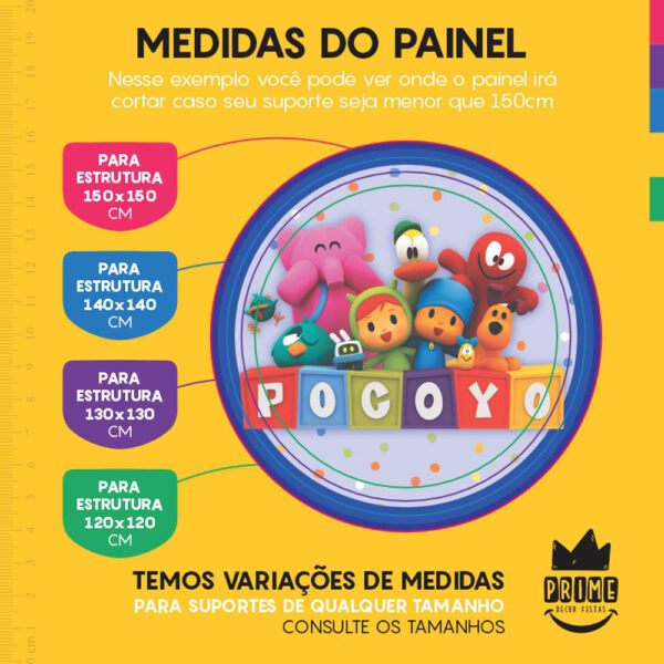 Painel Redondo 3D Pocoyo Tecido Sublimado - Image 4