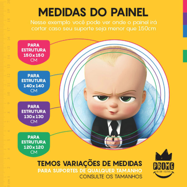 Painel Redondo 3D Poderoso Chefinho Tecido Sublimado - Image 4