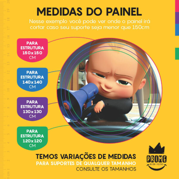 Painel Redondo 3D Poderoso Chefinho Tecido Sublimado - Image 4