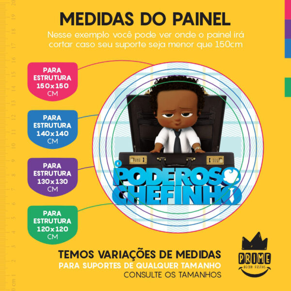 Painel Redondo 3D Poderoso Chefinho Tecido Sublimado - Image 4