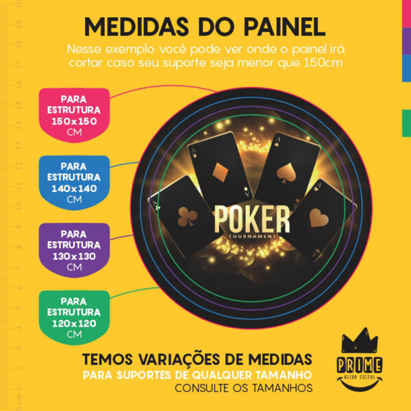 Painel Redondo 3D Poker Tecido Sublimado - Image 4