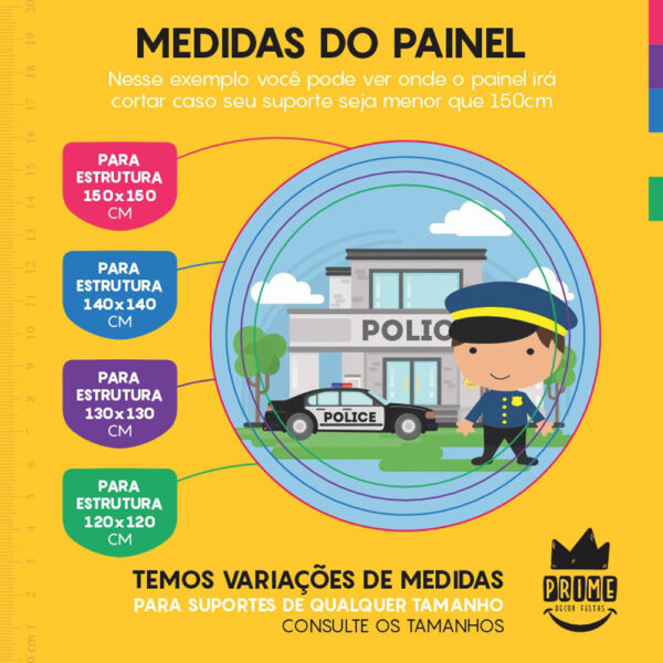 Painel Redondo 3D Policia Tecido Sublimado - Image 4