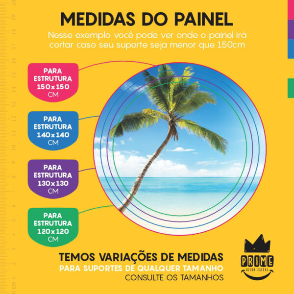 Painel Redondo 3D Praia Tecido Sublimado - Image 4