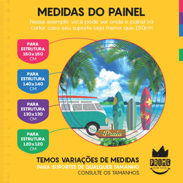 Painel Redondo 3D Praia Tecido Sublimado - Image 4