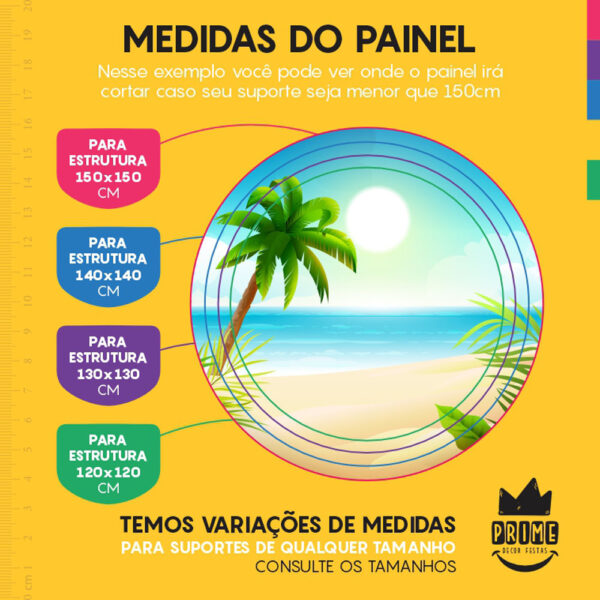 Painel Redondo 3D Praia Tecido Sublimado - Image 4