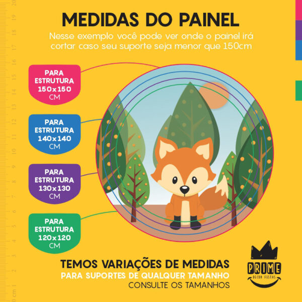 Painel Redondo 3D Rapozinha Tecido Sublimado - Image 4