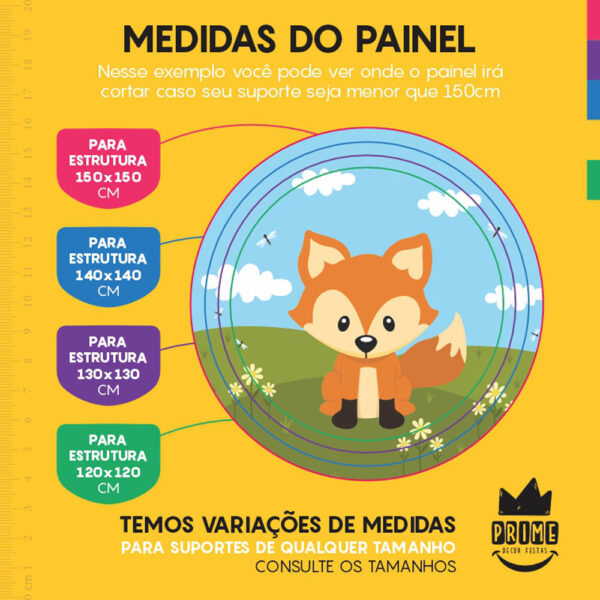Painel Redondo 3D Rapozinha Tecido Sublimado - Image 4