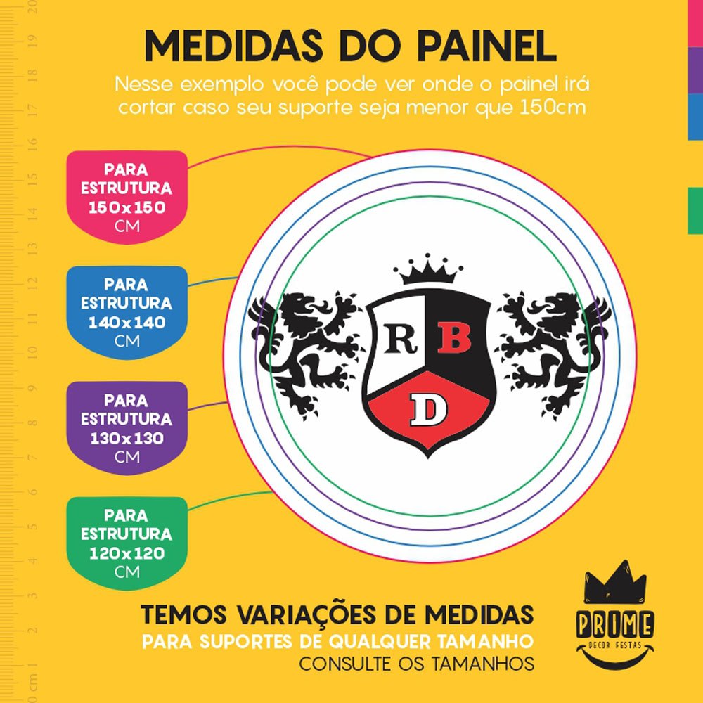 Painel Redondo 3D Rebelde Branco Tecido Sublimado - Imagem 4