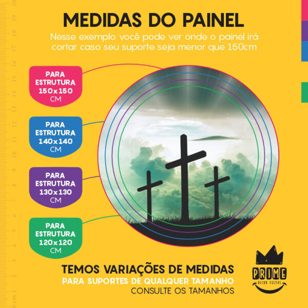 Painel Redondo 3D Religioso Cruz Tecido Sublimado - Image 4