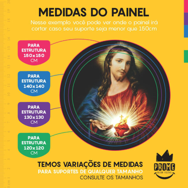 Painel Redondo 3D Religioso Jesus Tecido Sublimado - Image 4
