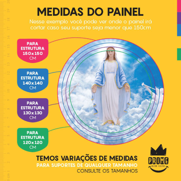 Painel Redondo 3D Religioso Maria Tecido Sublimado - Image 4