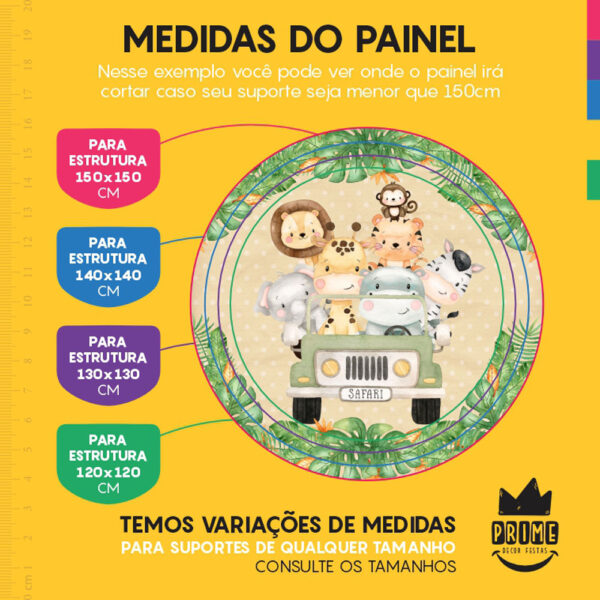 Painel Redondo 3D Safari Tecido Sublimado - Image 4