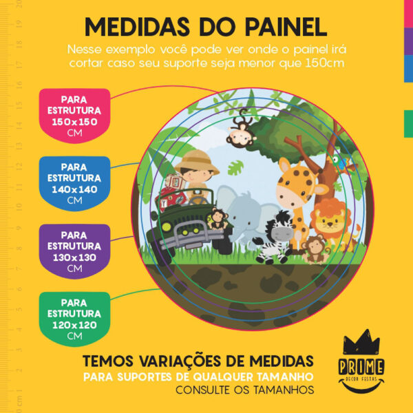 Painel Redondo 3D Safari Tecido Sublimado - Image 4
